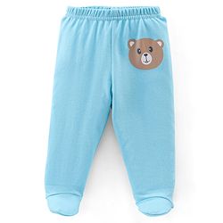 Babyhug Cotton Knit Footed Bootie Leggings Bear & Vehicles Printed Set of 3 - Blue Orange & Yellow