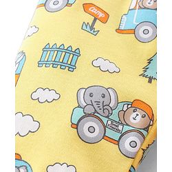 Babyhug Cotton Knit Footed Bootie Leggings Bear & Vehicles Printed Set of 3 - Blue Orange & Yellow