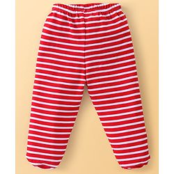 Babyhug Cotton Knit Footed Bootie Leggings Striped & Dolphin Printed Set of 3 - Red & Navy Blue