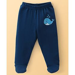 Babyhug Cotton Knit Footed Bootie Leggings Striped & Dolphin Printed Set of 3 - Red & Navy Blue