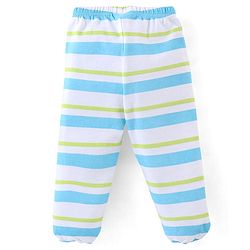 Babyhug Cotton Footed Bootie Leggings Striped & Polar Bear Print Pack of 3 - Blue & Green