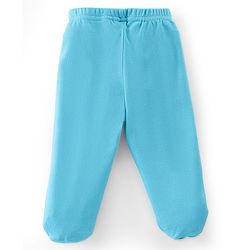 Babyhug Cotton Knit Footed Bootie Leggings Set Stripes & Unicorn Printed of 3 - White & Blue