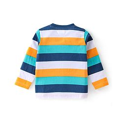 Babyhug 100% Cotton Knit Full Sleeves T-Shirt with Striped Graphics -Multicolour