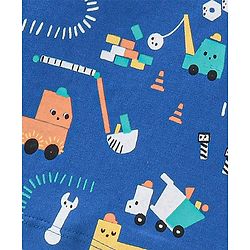 Babyhug Cotton Knit Full Sleeves Construction Vehicles Print T-Shirt - Blue