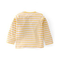 Babyhug 100% Cotton Knit Full Sleeves T-Shirt with Striped & Truck Graphics -Yellow