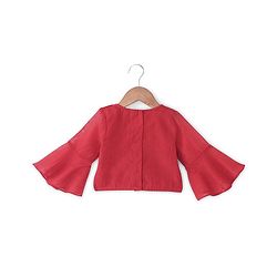 Babyhug Woven Three Fourth Sleeve Embroidered Choli with Foil Printed Lehenga & Dupatta Set - Red