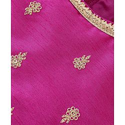 Babyhug Sleeveless Floral Mbrodered Kurti Salwar and Dupatta Set -Magenta Pink