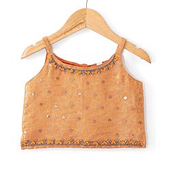 Babyhug  Sleeveless Brocade Choli with Embroided Lehenga and Dupatta - Orange