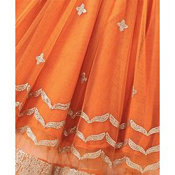 Babyhug  Sleeveless Brocade Choli with Embroided Lehenga and Dupatta - Orange