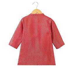 Babyhug Full Sleeves Brocade Embroidered Kurta with Dhoti  Set - Rust
