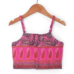 Babyhug Sleeveless Chanderi Printed Choli with Lehenga  and Dupatta Set - Pink