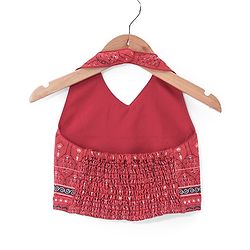 Babyhug Sleeveless Chanderi Printed Choli with Lehenga and Dupatta Set - Maroon