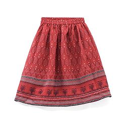 Babyhug Sleeveless Chanderi Printed Choli with Lehenga and Dupatta Set - Maroon