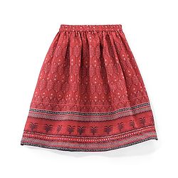 Babyhug Sleeveless Chanderi Printed Choli with Lehenga and Dupatta Set - Maroon
