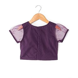 Babyhug Woven Short Sleeves Embroidered Choli with Shimmer Net Lehenga & Dupatta - Purple