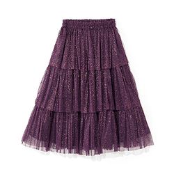 Babyhug Woven Short Sleeves Embroidered Choli with Shimmer Net Lehenga & Dupatta - Purple