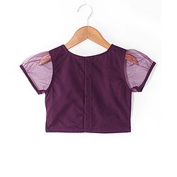 Babyhug Cotton Half Sleeve Embroidered Choli With Shimmer Net Lehenga And Dupatta - Purple