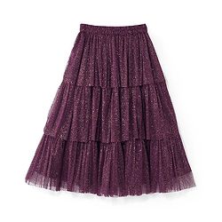Babyhug Cotton Half Sleeve Embroidered Choli With Shimmer Net Lehenga And Dupatta - Purple