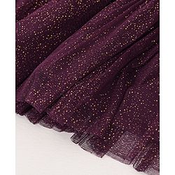 Babyhug Cotton Half Sleeve Embroidered Choli With Shimmer Net Lehenga And Dupatta - Purple