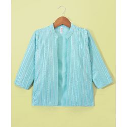 Babyhug Full Sleeves Solid Kurta Pyjama Set with Sherwani Embroidered Jacket  - Mint Green