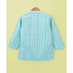 Babyhug Full Sleeves Solid Kurta Pyjama Set with Sherwani Embroidered Jacket  - Mint Green