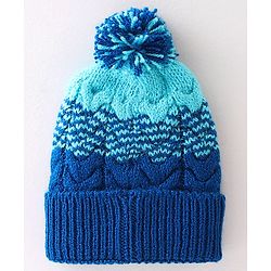 Babyhug Woollen Caps with Pompom - Navy Blue & Blue