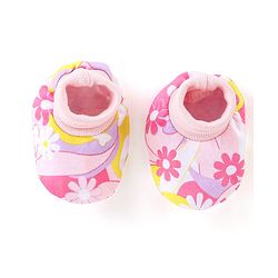 Babyhug 100% Cotton Knit Mitten & Booties Floral Print - Pink