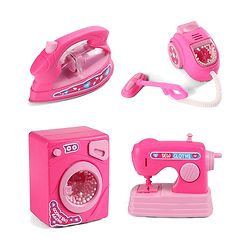 Babyhug Roleplay Home Appliances Set Washing Machine Iron Vacuum Cleaner Sewing Machine- Pink
