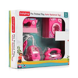 Babyhug Roleplay Home Appliances Set Washing Machine Iron Vacuum Cleaner Sewing Machine- Pink