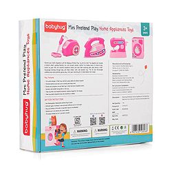 Babyhug Roleplay Home Appliances Set Washing Machine Iron Vacuum Cleaner Sewing Machine- Pink