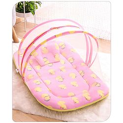 Babyhug Cotton Bedding Set with Mosquito Net Duck Print- Blue