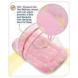 Babyhug Cotton Bedding Set with Mosquito Net Duck Print- Blue