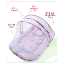 Babyhug Cotton Bedding Set with Mosquito Net Duck Print- Blue