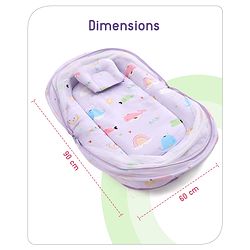 Babyhug Cotton Bedding Set with Mosquito Net Duck Print- Blue
