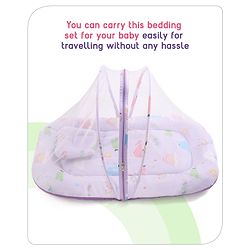 Babyhug Cotton Bedding Set with Mosquito Net Duck Print- Blue
