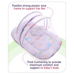 Babyhug Cotton Bedding Set with Mosquito Net Duck Print- Blue