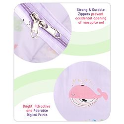 Babyhug Cotton Bedding Set with Mosquito Net Duck Print- Blue