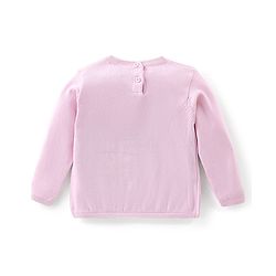 Babyhug Cotton Knit Full Sleeves Sweater with Crown Design - Pink