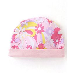 Babyhug 100% Cotton Knit Cap Floral Print - Pink