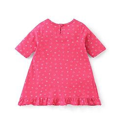 Babyhug Cotton Knit Three Fourth Sleeves Butterfly Printed Night Suit - Pink