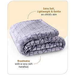 Babyhug Premium 2 Tone Laser Cut Cozy Plush Blanket Chevron Pattern- Blue