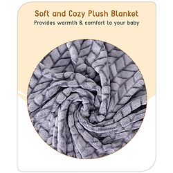 Babyhug Premium 2 Tone Laser Cut Cozy Plush Blanket Chevron Pattern- Blue