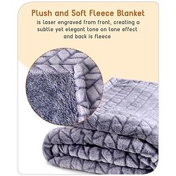Babyhug Premium 2 Tone Laser Cut Cozy Plush Blanket Chevron Pattern- Blue