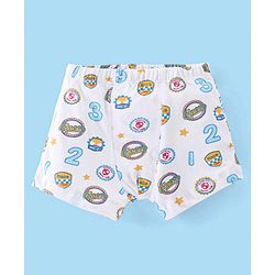 Babyhug 100% Cotton Antibacterial Trunk Briefs Checks & Fox Print Pack of 3- Blue White & Yellow