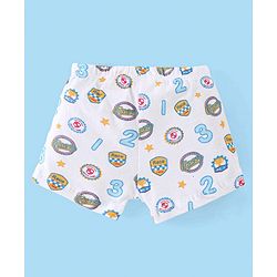 Babyhug 100% Cotton Antibacterial Trunk Briefs Checks & Fox Print Pack of 3- Blue White & Yellow