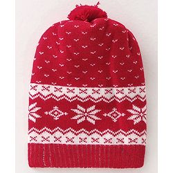 Babyhug Woollen Cap Floral Design - Red