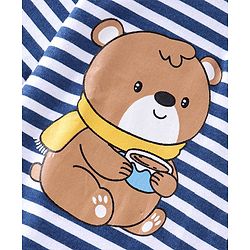 Babyhug 100% Cotton Knit Full Sleeves Striped Romper - Navy