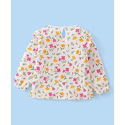 Babyhug Cotton Knit Full Sleeves Floral & Text Print T-Shirts Pack of 3 - Pink Maroon & Green