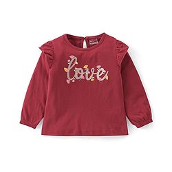 Babyhug Cotton Knit Full Sleeves Floral & Text Print T-Shirts Pack of 3 - Pink Maroon & Green