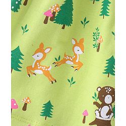 Babyhug Cotton Knit Full Sleeves Overlap Top with Jungle Theme Print & Smocking Detailing - Lime Green